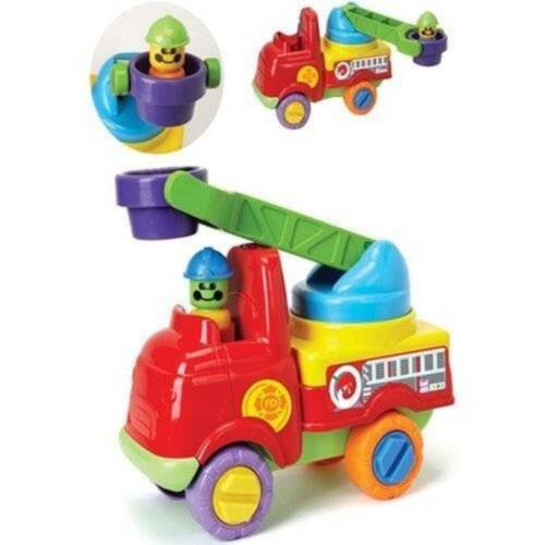 Learning Toy Push Along Firetruck Engine Fireman Funtime Vehicle Toy 18 mths+ - Afbeelding 1 van 2