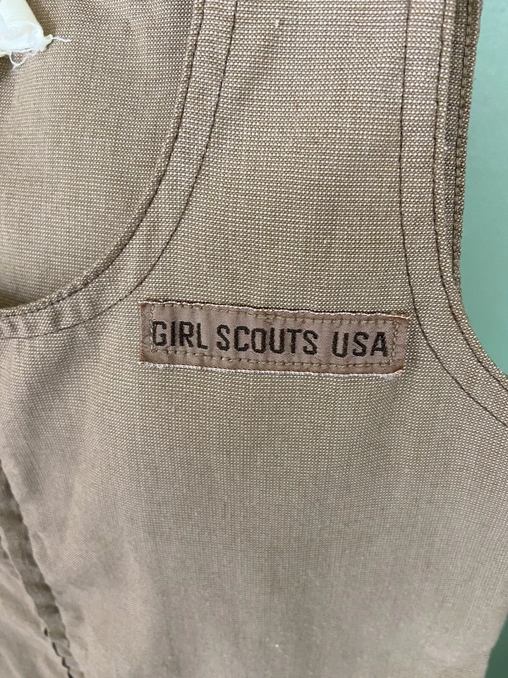 Vintage 70s Girl Scout Brownie Uniform GSA Jumper Tunic Dress 7 Pants 10 USA - Image 2 of 4
