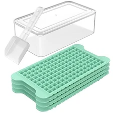Mini Ice Cube Tray for Freezer:  Small Ice Trays for Freezer with Bin - Green