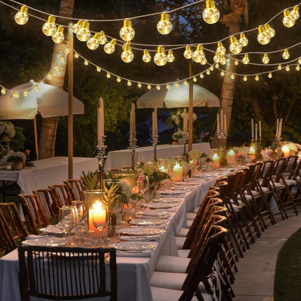 8M Solar Lichterkette 16 LED Garten Außen Lampe Glühbirne Hanfseil 8 Lichtmodi