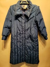 Womens Sno Down Vintage Zip Toggle Down Puffer Full Coat Jacket Size 12 Blue Vtg