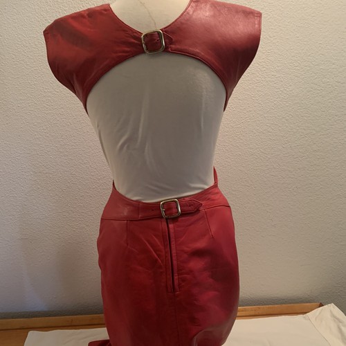 Vtg Philip Noel Red Leather Dress Sz 6 Backless 80’s Fits like Size 0-2 - Picture 3 of 10