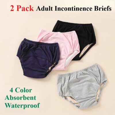 2x Adult Cotton Incontinence Urine Underwear Reusable Breathable Leak Protection
