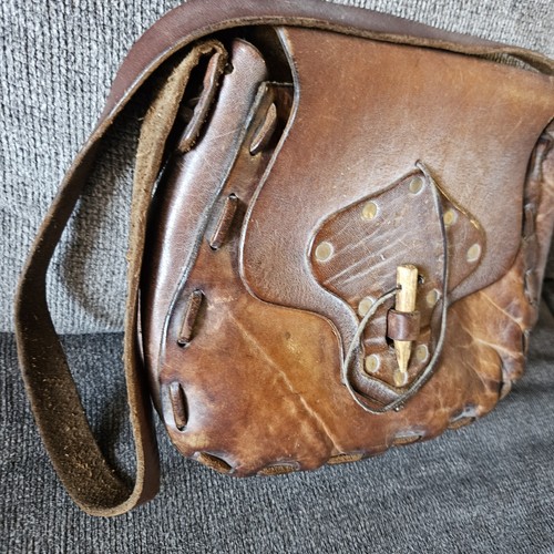 Vintage 70's Hand Tooled Painted Brown Leather Shoulder Bag Purse Boho Festival - Bild 11 von 12