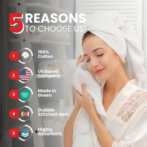 100% Cotton Hand Towels for Bathroom – Ultra-Soft & Highly Absorbent, 6-Pack, Gy - Picture 4 of 9