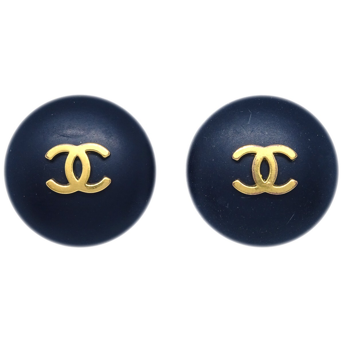 Chanel Button Earrings Clip-On Black 95P 151815 | eBay