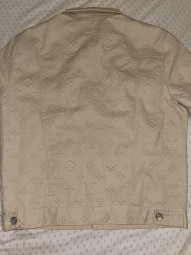 Louis Vuitton Men's Workwear Denim Jacket Monogram Embossed Beige Cotton Size 50 - Picture 19 of 24