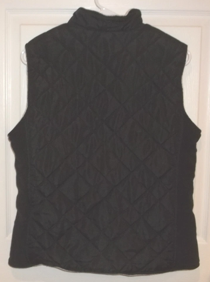 Женский IZOD ~ двусторонний стеганый жилет ~ размер большой ~ новый ~ черный белый зимний изолированный - Изображение 4 из 4