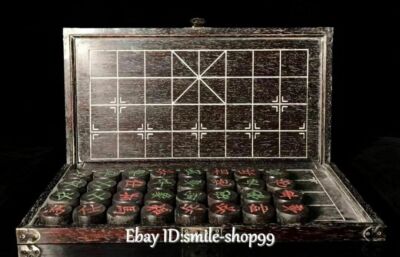 Jeu de statues ancien jeu meilleur puzzle Xiangqi sculpture bois ébène Chine unique 20