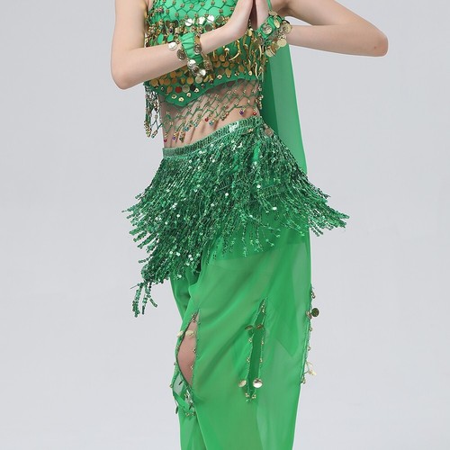 Lace Hip Scarf with Sequin Tassels Ideal for Indian Dance and Women's Costumes - Picture 10 of 74
