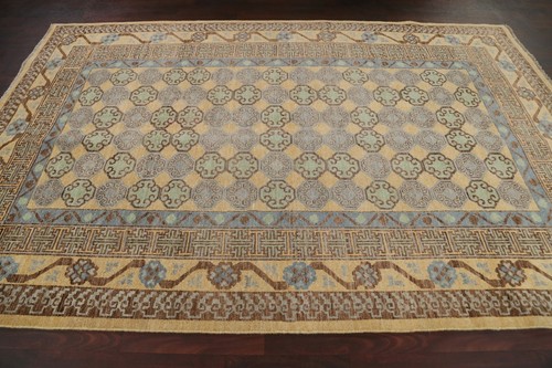 Vegetable Dye Gold/ Brown Khotan Pakistani Area Rug 6x10 Handmade Wool Room Size - Picture 9 of 12