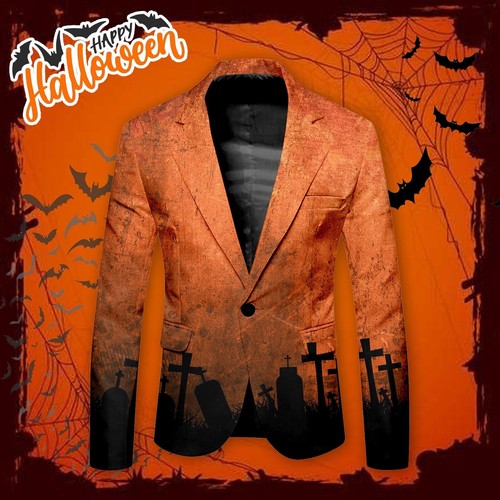 Suit Jackets for Men Men Halloween Themed Printed Suit Casual Loose Comfortable - Picture 21 of 32