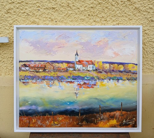 Lengham Leinwandbild in Öl gerahmt Bernhard Gerner 50 X 60 cm Blau Braun Kunst - Bild 2 von 12