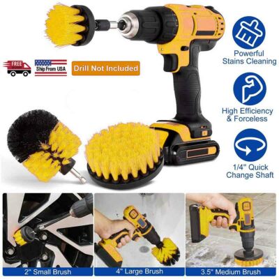 Auto Detailing Drill Brush Attachment Set Drill Brush Carpet Tile Cleaner 3PCS
