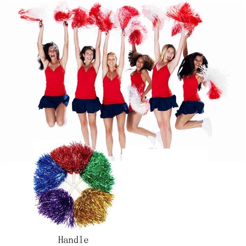 6pcs Metallic Cheerleader Cheer Cheerleading Dance Party Dress Pom Poms School - Picture 7 of 15