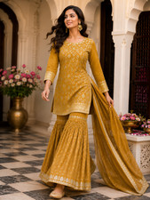 SALWAR KAMEEZ PAKISTANI INDIAN WEDDING PARTY DRESS WEAR BOLLYWOOD SUIT SHARARA