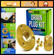 Brass Boat Drain Plug Kit, 1/2" Threaded Transom Plug, Marine-Grade Garboard Thr