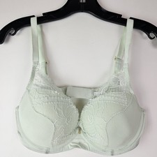 Chantelle Women's Green Orangerie Logo Lace Underwire Plunge Bra Size 36D
