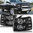 2PCS Headlight Assembly For 2007-2013 Chevrolet Silverado 1500 Black Head Lamps