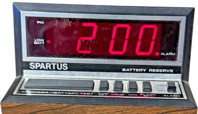 Vintage Sparta Apollo Digital Alarm Clock LED Woodgrain Plug-In Battery Works