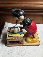 Linemar Mickey Mouse 1950s Tin Litho Wind Up Xylophone Player Disney