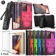 For Samsung Galaxy Note20 Note20 Ultra Case Protective Cover Clip Tempered Glass
