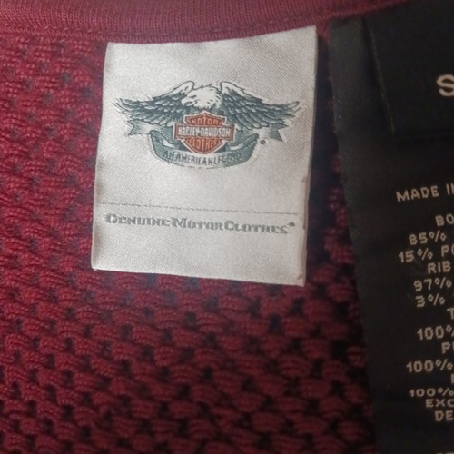 Harley Davidson Womens Small Burgundy Two-Toned Raw Edge Biker Cardigan (A) - Picture 4 of 11