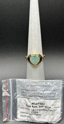 Bomb Party Sz 7 RG97162 Slow Burn, Soft Shine LC Blue Topaz Ice Crystal on Gold