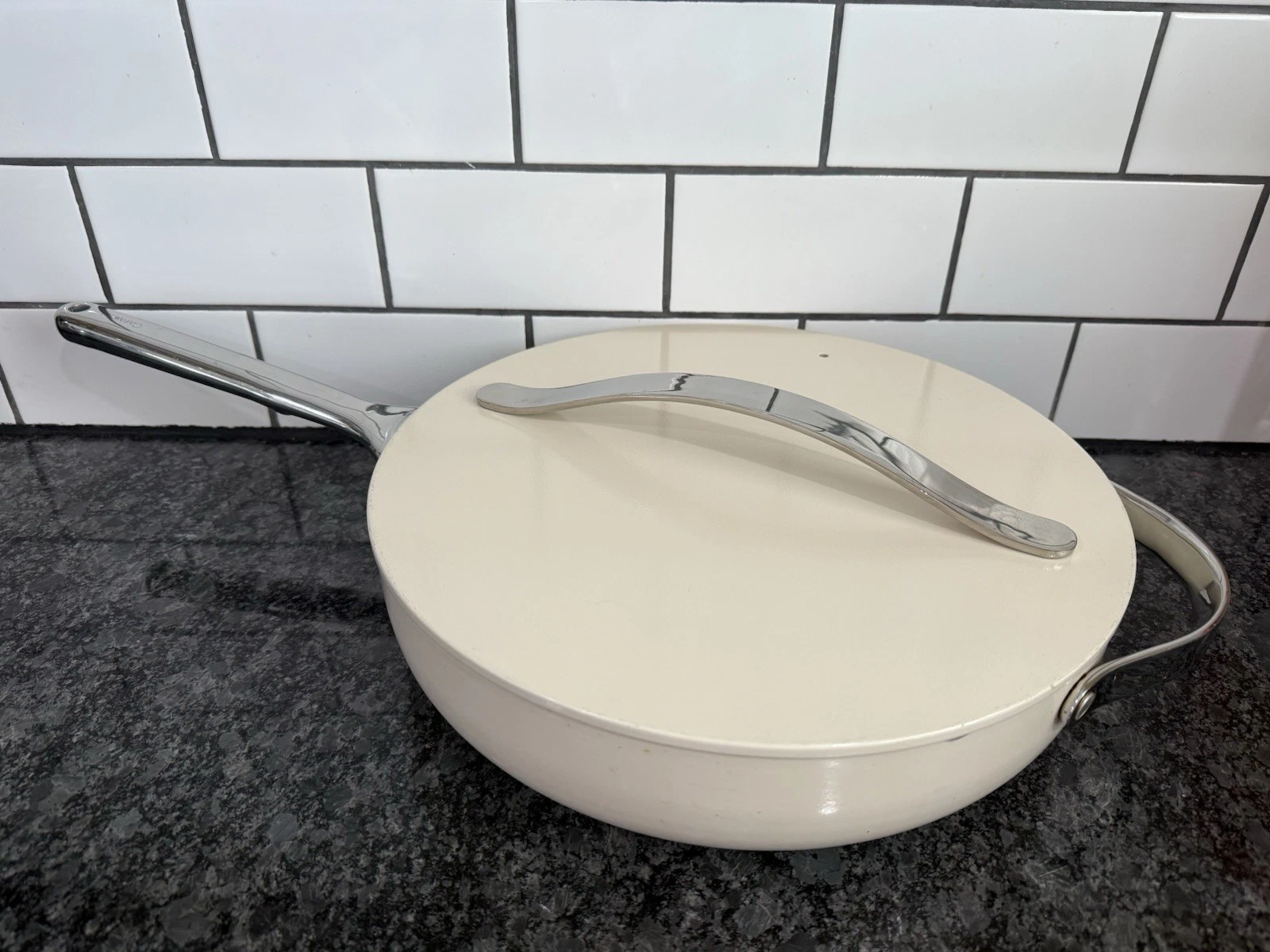 Caraway Nonstick Ceramic Sauté Pan with Lid 4.5 qt, 11.8" - Non Toxic, Cream