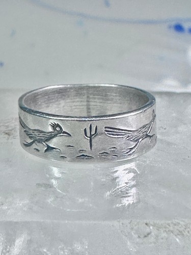 Roadrunner bird ring vintage cactus Bell trading southwest band size 5 sterling - Picture 3 of 10