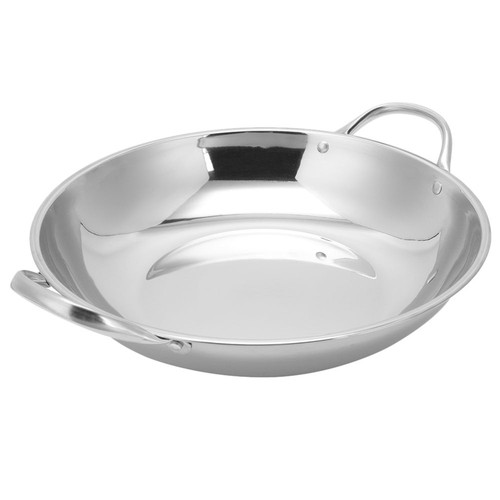 Olla seca de fondo plano hotpot wok doble mango utensilios de cocina de acero inoxidable - Imagen 6 de 12