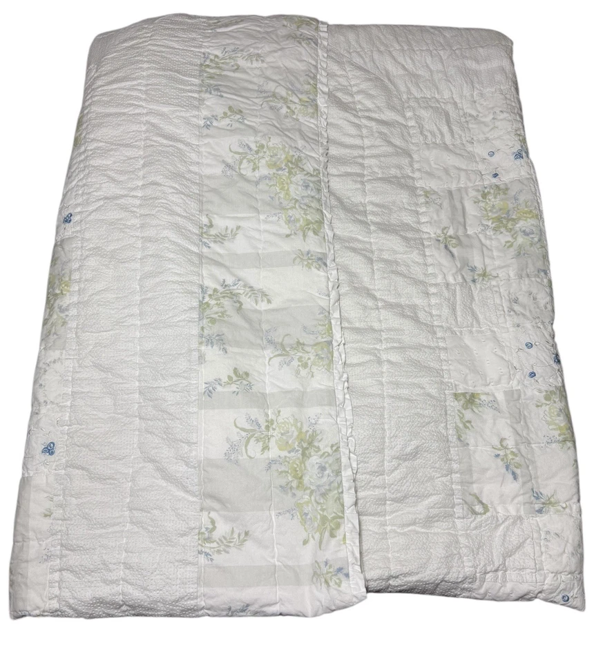 Edredón Simply Shabby Chic bordado rosa británica con volantes retazos cobertor doble Foto 2 de 4