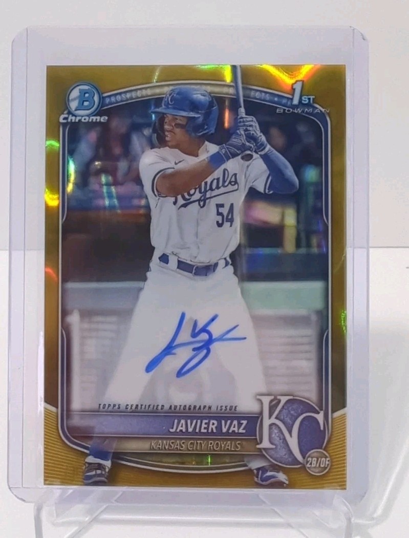 2025 Bowman Chrome Javier Vaz Gold Lava Auto /50 1st Kansas City Royals