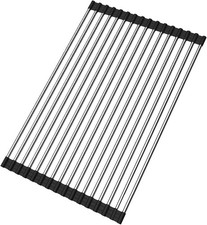 Large 20.5" x 18'' Roll Up Kitchen Over Sink Dish Drying Rack Silicone