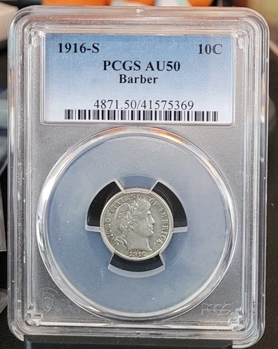 1916 S Mercury Dime PCGS AU50