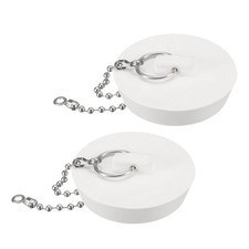 2Pcs Rubber Drain Stopper with Chain and Hanging Ring Fits 2"