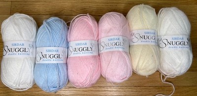 6 Skeins Sirdar Snuggle Double Knit Pastel Yarn Lot Baby 50g 191 Yds Ea