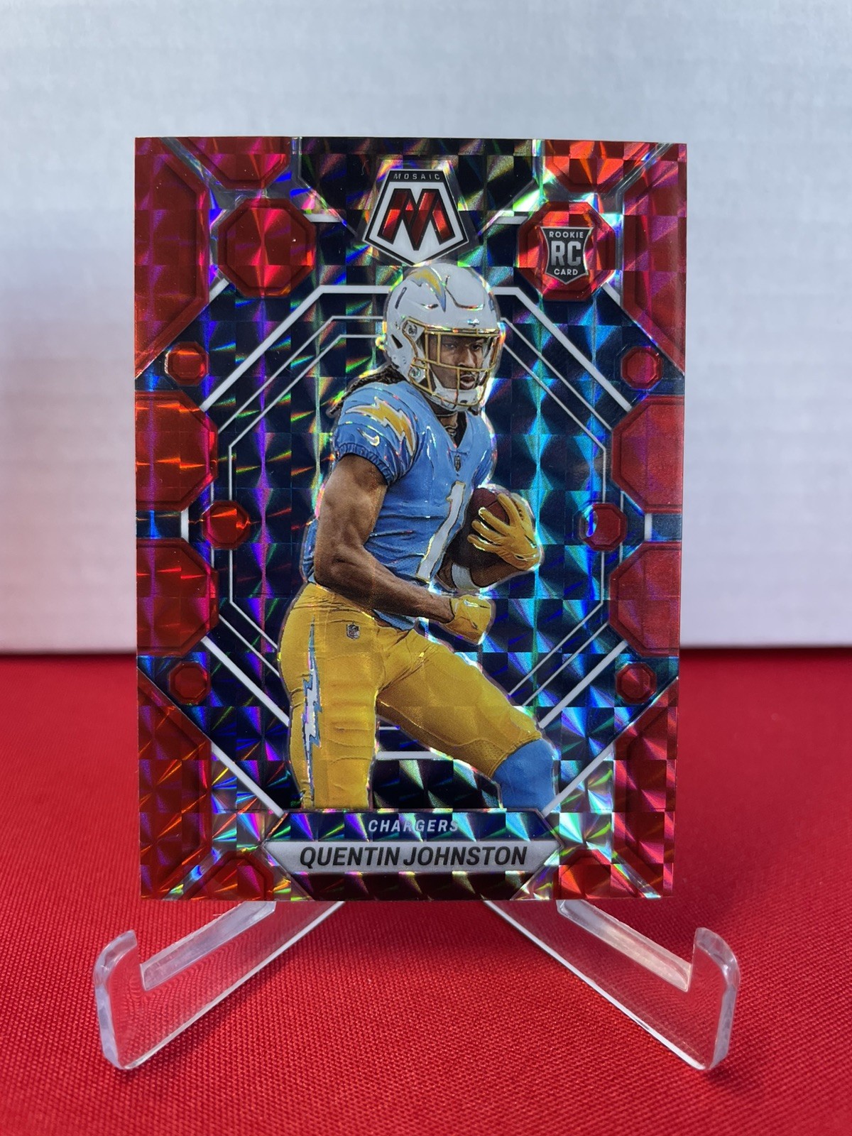 2023 Panini Mosaic Quentin Johnston #356 Red Mosaic Prizm (RC) Chargers