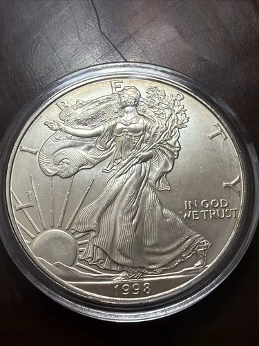 1998  Silver Eagle $1 Dollar 1oz Uncirculated .999 -In Capsule. BEAUTIFUL  #53
