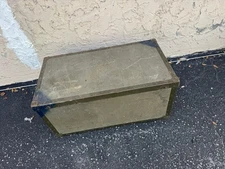 U S Air Force Metal & Wood Equipment Locker Trunk & Lid - 30.5” x 15.25” x 17”