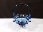 Fenton Blue Glass Valencia Basket 6 1/2" Tall