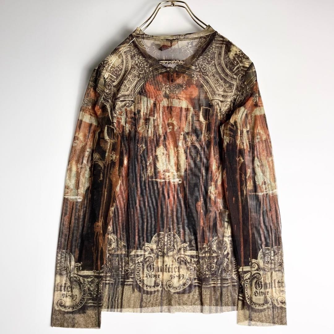 Jean Paul Gaultier Power Net Mesh Top Hiver 98-99 Religious Graphic Vintage