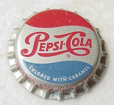 Pepsi Soda Bottle Cap (script letters)   - Rock Island, IL  - 16D5