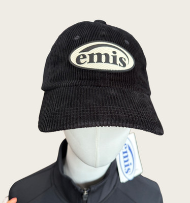 Korean Brand EMIS Rubber Patch Corduroy Ball Cap Casual Lifestyle Sports Black