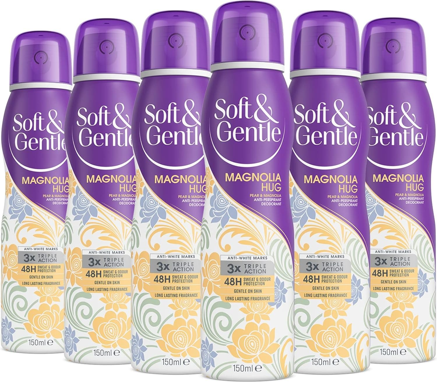 6 x 150ml Soft & Gentle Magnolia Hug Anti-Perspirant Deodorant Spray - Image 9