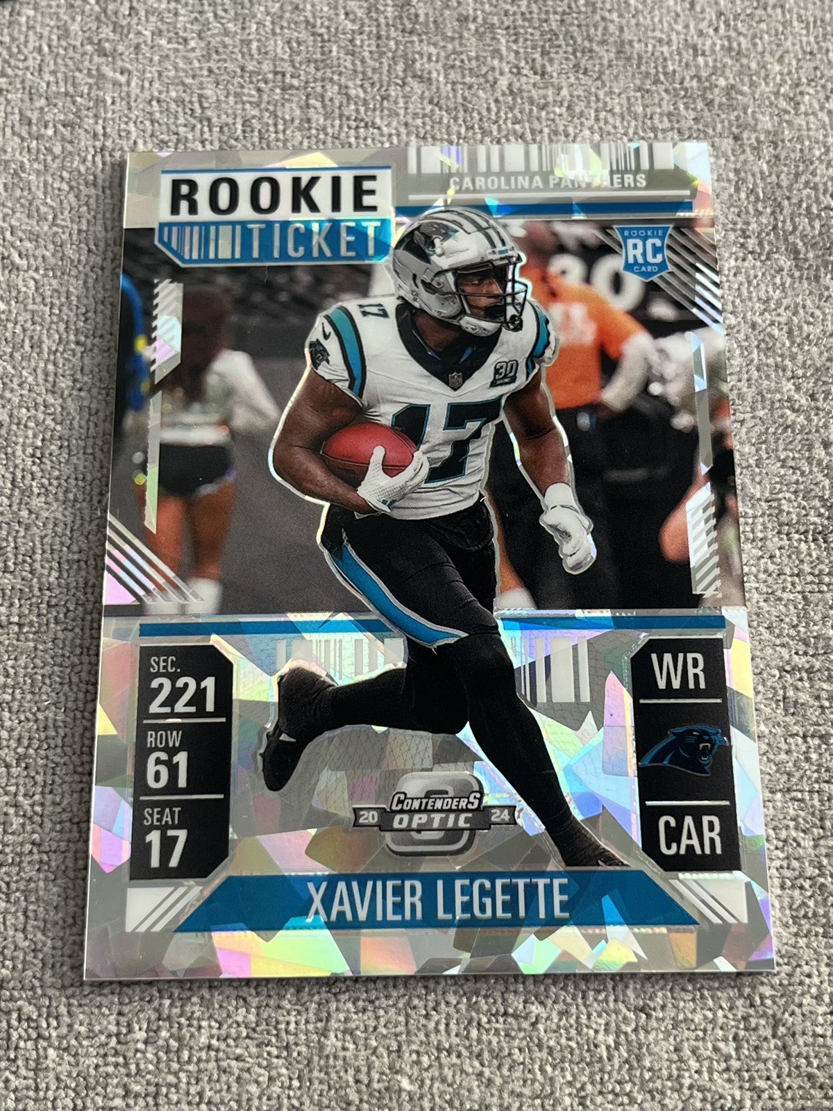 2024 Panini Contenders Optic Rookie Ticket Xavier Legette #99 Cracked Ice /22 