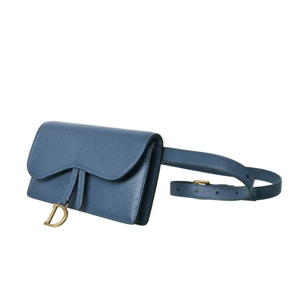 Christian Dior pochette cuir selle taille portefeuille bleu marine r20_0420