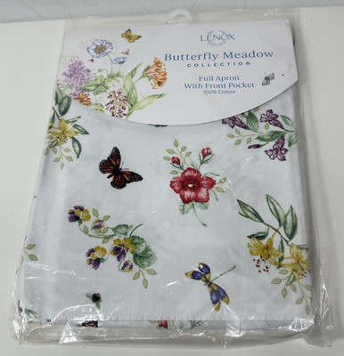 New Lenox Butterfly Meadow Floral Cotton Twill Apron   ~~  NEW  ~~