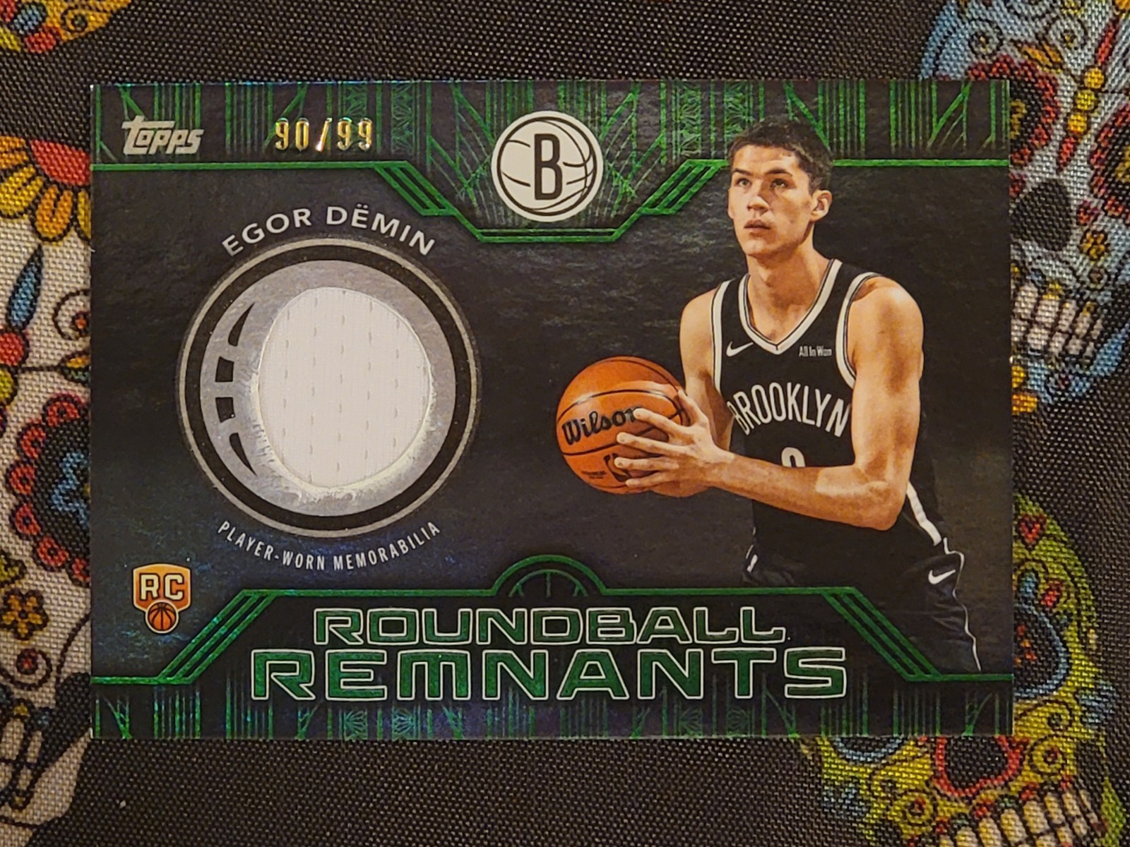 2025-26 Topps Basketball Egor Demin Roundball Remnants Green Foil 90/99 Patch RC