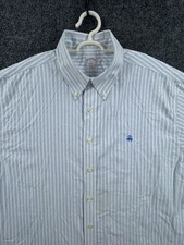 Brooks Brothers Logo Oxford XL Button-Down Non-Iron Cotton Blue Mens Business